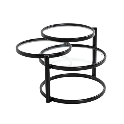 Artikelbild 4 für HAKU Möbel Couchtisch rund Sicherheitsglas schwarz 58,0 - 140,0 x 50,0 x 43,0 cm, 1 St., Artikelnummer 200339