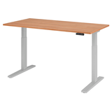 Artikelbild 1 für HAMMERBACHER Akandia elektrisch höhenverstellbarer Schreibtisch nussbaum rechteckig, C-Fuß-Gestell silber 160,0 x 80,0 cm, Artikelnummer 486591