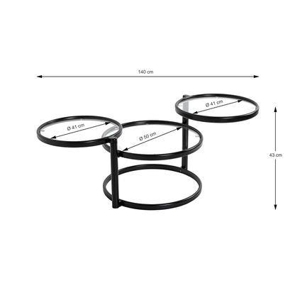 Artikelbild 3 für HAKU Möbel Couchtisch rund Sicherheitsglas schwarz 58,0 - 140,0 x 50,0 x 43,0 cm, 1 St., Artikelnummer 200339