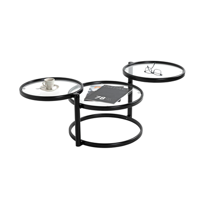 Artikelbild für HAKU Möbel Couchtisch rund Sicherheitsglas schwarz 58,0 - 140,0 x 50,0 x 43,0 cm, 1 St., Artikelnummer 200339