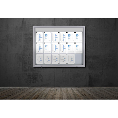 Artikelbild 2 für Showdown® Displays Schaukasten T LED silber 18x DIN A4 146,5 x 4,7 x 116,7 cm, 1 St., Artikelnummer 269187