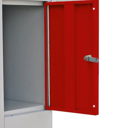 Artikelbild 4 für LÜLLMANN Schließfachschrank lichtgrau, feuerrot 520344, 12 Schließfächer 117,0 x 50,0 x 180,0 cm, Artikelnummer 830822