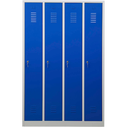 Artikelbild 4 für Gürkan Spind lichtgrau, enzianblau 105032, 4 Schließfächer 117,0 x 50,0 x 180,0 cm, Artikelnummer 559810