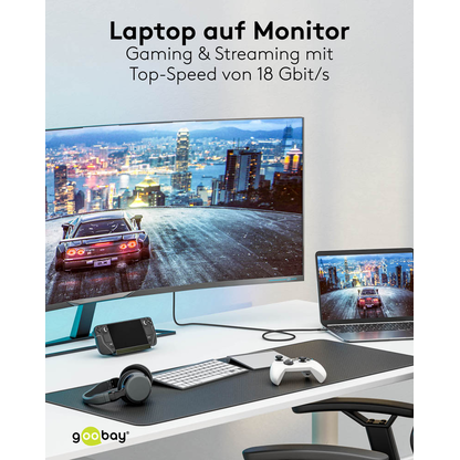 Artikelbild 7 für goobay USB 3.1 C-Stecker/HDMI-Stecker Kabel 1,0 m silber, schwarz, 1 St., Artikelnummer 557896