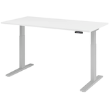 Artikelbild 1 für HAMMERBACHER Akandia elektrisch höhenverstellbarer Schreibtisch weiß rechteckig, C-Fuß-Gestell silber 160,0 x 80,0 cm, Artikelnummer 486714