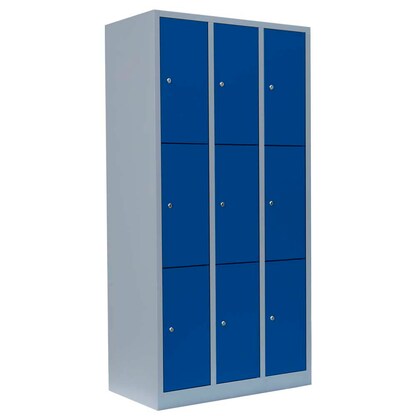 Artikelbild für LÜLLMANN Schließfachschrank enzianblau, lichtgrau 520331, 9 Schließfächer 88,5 x 50,0 x 180,0 cm, Artikelnummer 185548