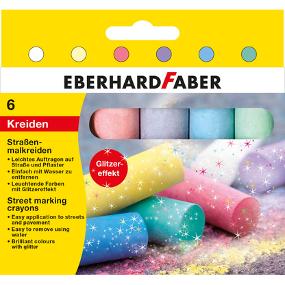 Artikelbild für EBERHARD FABER Straßenmalkreide Glitzer farbsortiert 6 St., Artikelnummer 198244