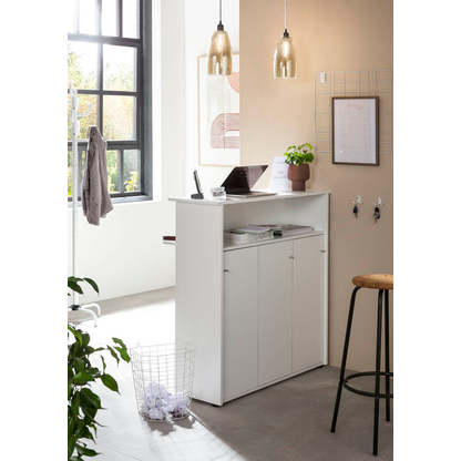 Artikelbild 8 für MÖBELPARTNER Empfangstheke 400 3 Türen und Fachböden, weiß 107,0 x 44,0 x 110,5 cm, Artikelnummer 824013