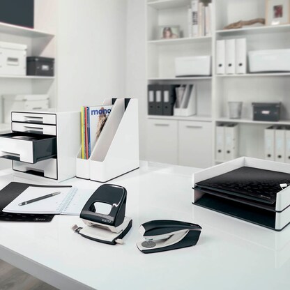 Artikelbild 5 für LEITZ Stehsammler WOW Duo Colour 53621095 perlweiß/schwarz Kunststoff, DIN A4, 1 St., Artikelnummer 502939