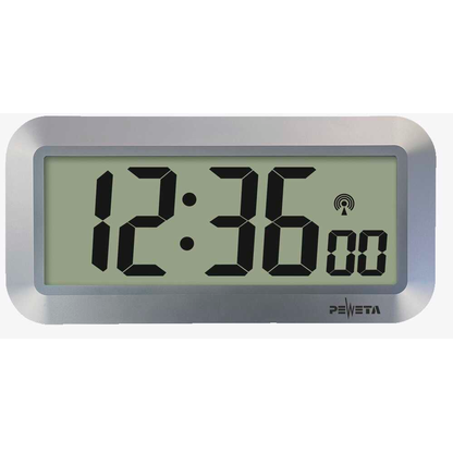 Artikelbild für PEWETA digitale Funkwanduhr DCF77 silber Kunststoff 41,8 x 20,3 cm, Artikelnummer 773547
