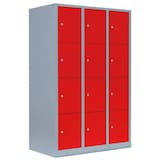 Artikelbild 1 für LÜLLMANN Schließfachschrank feuerrot, lichtgrau 523434, 12 Schließfächer 118,5 x 50,0 x 180,0 cm, Artikelnummer 185928