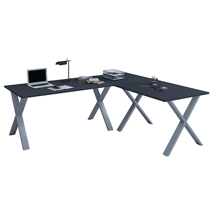 Artikelbild für VCM my office Lona Schreibtisch anthrazit rechteckig, X-Fuß-Gestell silber 220,0 x 80,0 cm, Artikelnummer 269207