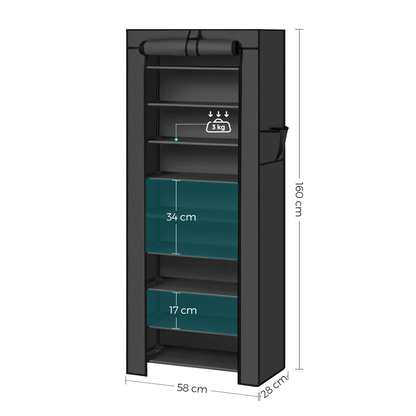 Artikelbild 3 für SONGMICS Stoffschrank, RXJ10H01 schwarz 58,0 x 28,0 x 160,0 cm, 1 St., Artikelnummer 439819