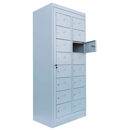 Artikelbild 2 für LÜLLMANN Schließfachschrank lichtgrau 526280, 16 Schließfächer 74,0 x 50,0 x 180,0 cm, Artikelnummer 186519