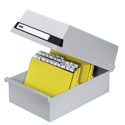 Artikelbild für HAN Karteikasten DIN A5 für 1.300 Karteikarten grau mit Deckel, Artikelnummer 184200