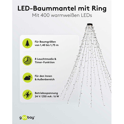 Artikelbild 8 für goobay Baummantel mit Ring LED Lichtervorhang grün, 1 St., Artikelnummer 725406