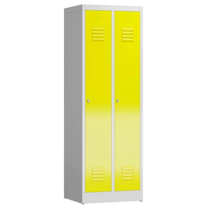 Artikelbild für ClassiX Spind lichtgrau, zinkgelb X-510126, 2 Schließfächer 59,0 x 50,0 x 180,0 cm, Artikelnummer 187367