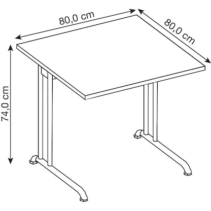 Artikelbild 2 für HAMMERBACHER Altus Schreibtisch lichtgrau quadratisch, C-Fuß-Gestell silber 80,0 x 80,0 cm, Artikelnummer 203422