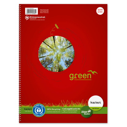 Artikelbild für Ursus Collegeblock green Kleinformat Lineatur 5 kariert DIN A5 Innenrand, 1 Block, Artikelnummer 242814