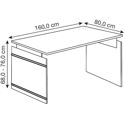 Artikelbild 2 für Kerkmann Priola höhenverstellbarer Schreibtisch grafit rechteckig, Wangen-Gestell weiß 160,0 x 80,0 cm, Artikelnummer 705608