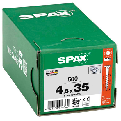 Artikelbild 2 für SPAX® Universalschrauben T20 Senkkopf WIROX 0191010450355 4,5 mm x 35 mm, 500 St., Artikelnummer 395188
