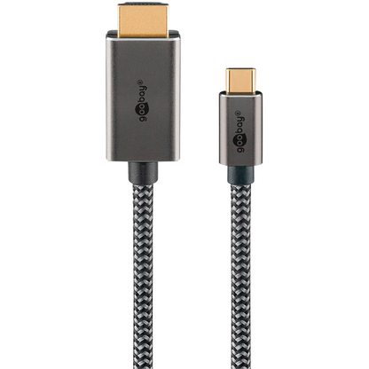Artikelbild für goobay USB 3.1 C-Stecker/HDMI-Stecker Kabel 1,0 m silber, schwarz, 1 St., Artikelnummer 557896