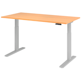 Artikelbild 1 für HAMMERBACHER Akandia elektrisch höhenverstellbarer Schreibtisch buche rechteckig, C-Fuß-Gestell silber 160,0 x 80,0 cm, Artikelnummer 486573