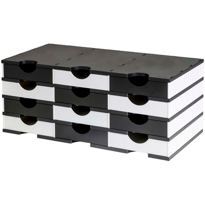 Artikelbild für styro Sortierstation styrodoc duo Standard schwarz/weiß mit 12 Fächern, Artikelnummer 659148