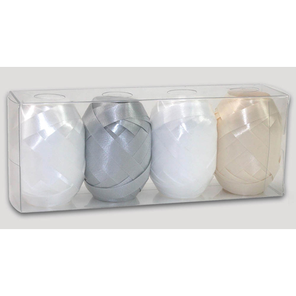 Artikelbild für PRÄSENT Geschenkband AMERICA satiniert weiß/silber/creme 8,0 mm x 4x 20,0 m, Artikelnummer 299237