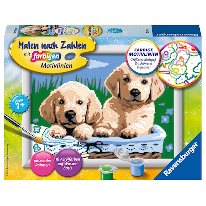 Artikelbild für Ravensburger Malen-nach-Zahlen Süße Hundewelpen mehrfarbig, Artikelnummer 477972