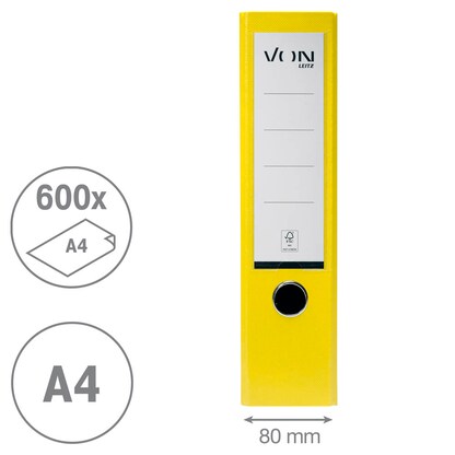 Artikelbild 4 für VON LEITZ Ordner gelb Karton 8,0 cm DIN A4, 1 St., Artikelnummer 635647