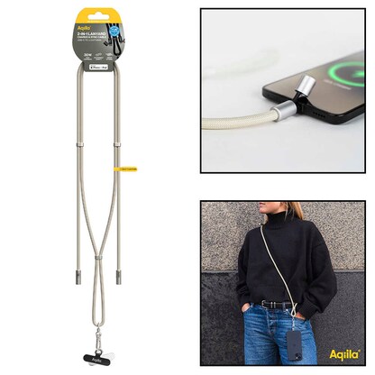 Artikelbild für Aqiila® LANYARD Handykette Ladekabel sand, Kabellänge: 0,3 - 1,5 m, 30 Watt, Artikelnummer 739902