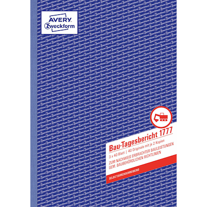 Artikelbild 6 für 4 + 1 GRATIS: AVERY Zweckform Bautagebuch Formularbücher 1777, 4 St. + GRATIS 1 St., Artikelnummer 433413