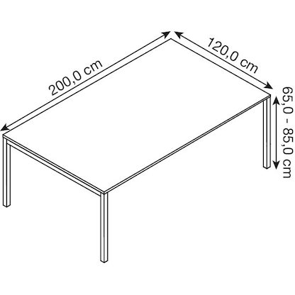 Artikelbild 2 für BISLEY Konferenztisch Cito grauweiß, silber rechteckig, 4-Fuß-Gestell silber, 200,0 x 120,0 x 65,0 - 85,0 cm, Artikelnummer 257459