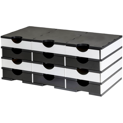 Artikelbild 2 für styro Sortierstation styrodoc duo Standard schwarz/weiß mit 12 Fächern, Artikelnummer 659148