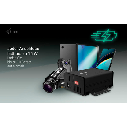 Artikelbild 2 für i-tec® USB-Hub USB-C/USB-A Metal Charging + data 10-fach schwarz, Artikelnummer 662688