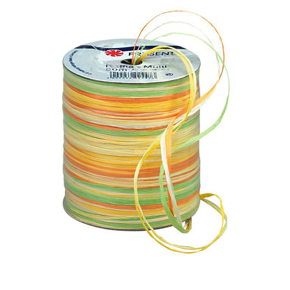Artikelbild für PRÄSENT Geschenkband Raffia matt gelb/orange/grün 3,0 mm x 50,0 m, Artikelnummer 135079