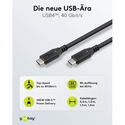 Artikelbild 2 für goobay USB 4 USB-Kabel 1,0 m schwarz, 1 St., Artikelnummer 557377