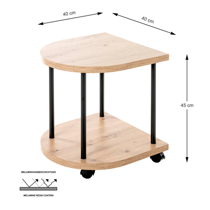 Artikelbild 2 für HAKU Möbel Beistelltisch halbrund MDF-Platte eiche 40,0 x 40,0 x 45,0 cm, 1 St., Artikelnummer 200467
