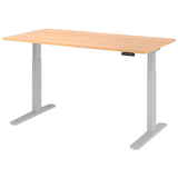 Artikelbild 1 für HAMMERBACHER Akandia elektrisch höhenverstellbarer Schreibtisch eiche rechteckig, C-Fuß-Gestell silber 160,0 x 80,0 cm, Artikelnummer 486702