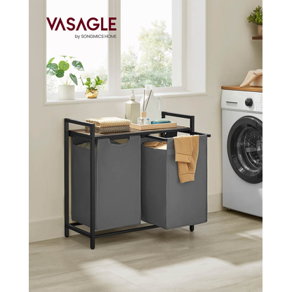 Artikelbild 6 für VASAGLE Wäschesortierer grau, braun, 1 St., Artikelnummer 438669