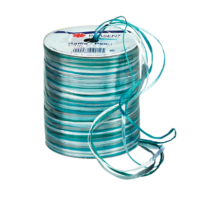 Artikelbild für PRÄSENT Geschenkband Raffia Pearl glänzend blau/türkis/grün 3,0 mm x 50,0 m, Artikelnummer 135129