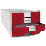 Artikelbild 1 für HAN Schubladenbox Impuls rot 1012-17D, DIN A4 mit 4 Schubladen, 1 St., Artikelnummer 629766