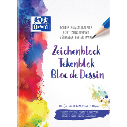 Artikelbild 2 für OXFORD Zeichenblock Schule DIN A4 120 g/qm, 20 Blatt, 1 Block, Artikelnummer 784227