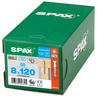 Artikelbild 9 für SPAX® Universalschrauben T40 Senkkopf Edelstahl A2 0197000801205 8 mm x 120 mm, 50 St., Artikelnummer 398218