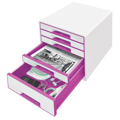 Artikelbild 2 für LEITZ Schubladenbox WOW Cube perlweiß/violett 52142062, DIN A4 mit 5 Schubladen, 1 St., Artikelnummer 418691