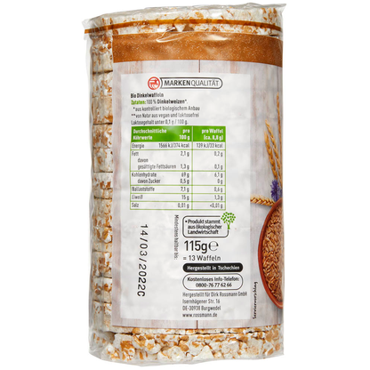 Artikelbild 4 für enerBiO Bio Dinkelwaffeln 115,0 g, 1 St., Artikelnummer 511214
