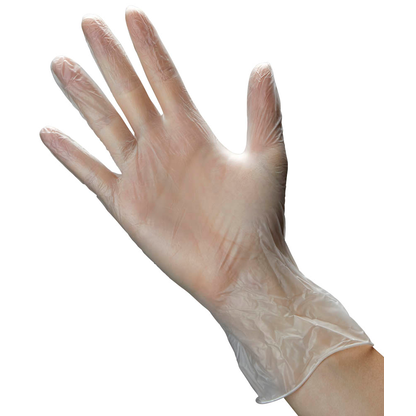 Artikelbild für Meditrade® unisex Einmalhandschuhe Vinyl 2000 PF transparent Größe L, 100 St., Artikelnummer 241699