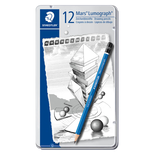 Artikelbild 1 für STAEDTLER Mars Lumograph 100 Bleistifte B, H, HB, 2H, 2B, 4H, 3H, 3B, 4B, 5B, 6B blau, 12 St., Artikelnummer 310223