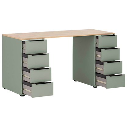 Artikelbild 5 für MÖBELPARTNER Elma Schreibtisch pastellgrün, eiche rechteckig, Wangen-Gestell grün 140,0 x 55,5 cm, Artikelnummer 323869